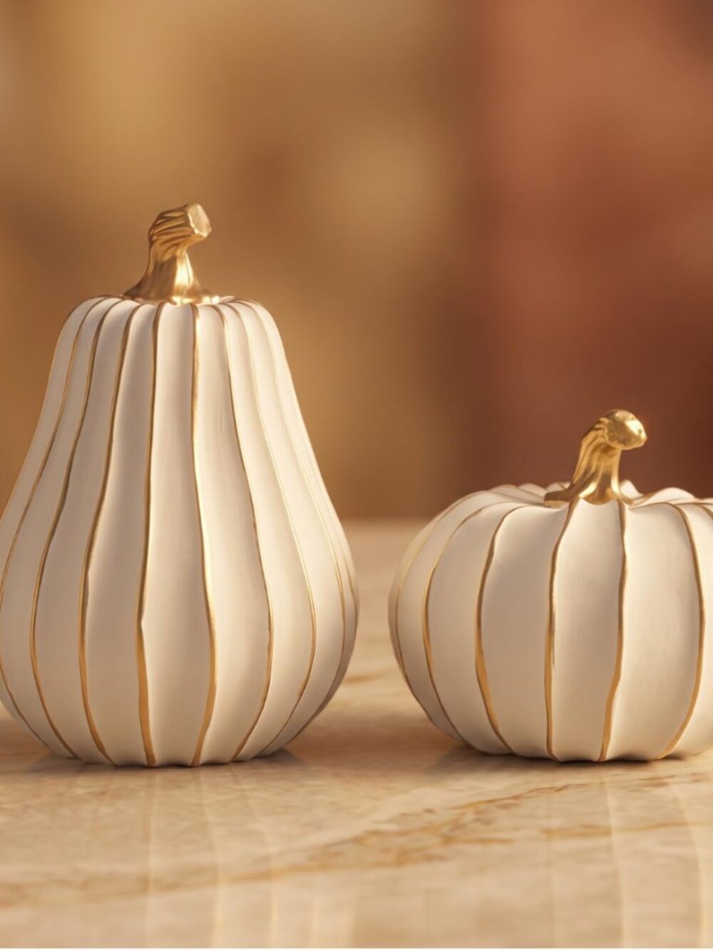 Pumpkin Fall Decor, White Gold Pumpkin for Thanksgiving Decoration
